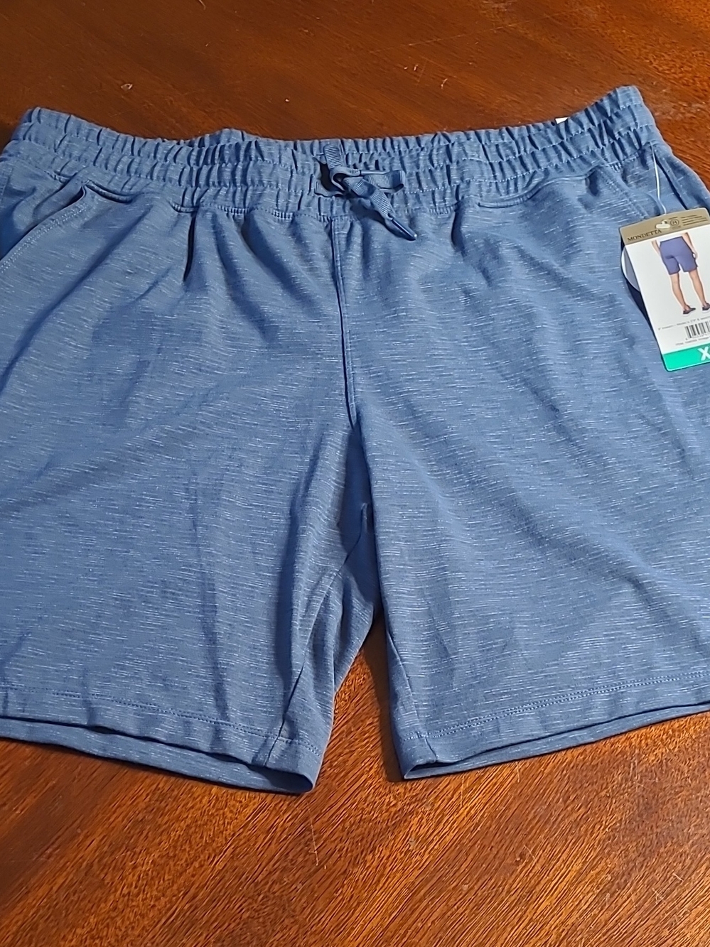 Women's XL Mondetta 9" Active Walking Knit Shorts Indigo Vintage Blue Space Dye